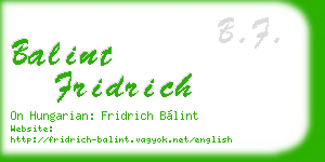 balint fridrich business card